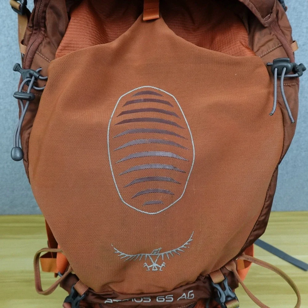 Osprey Atmos AG 65 Backpack Orange Large 65L Anti Gravity Hiking Rain Cover